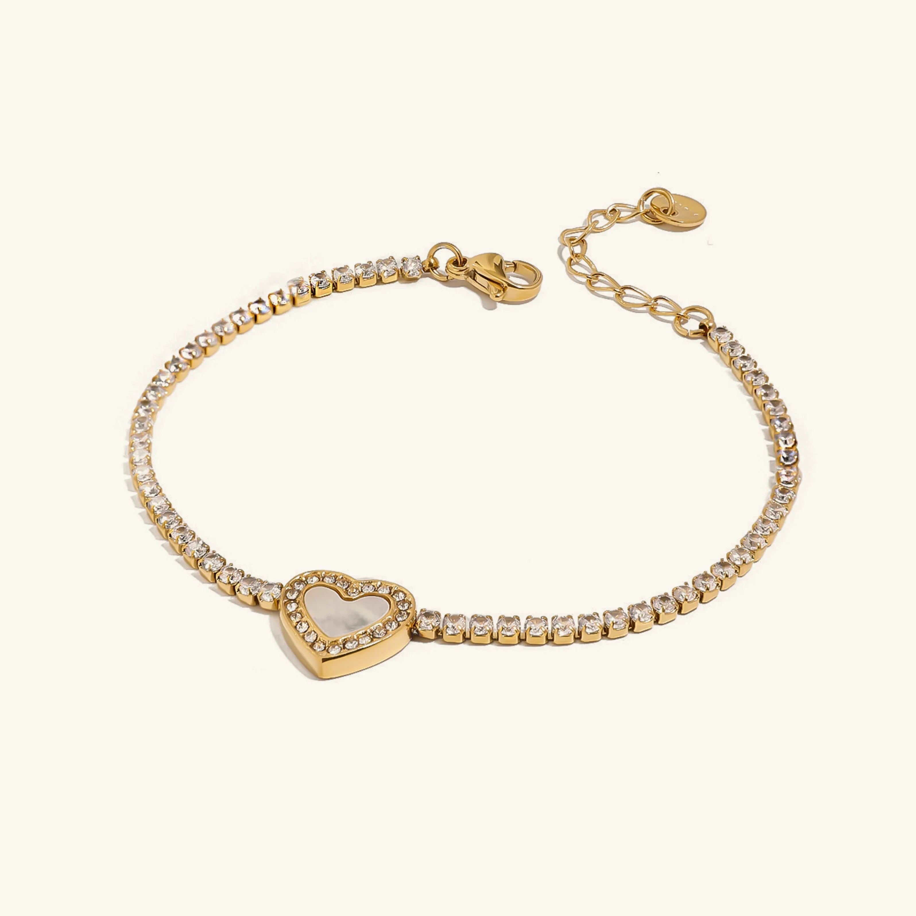 [Topon]Cameron Diamond Heart Tennis Bracelet
