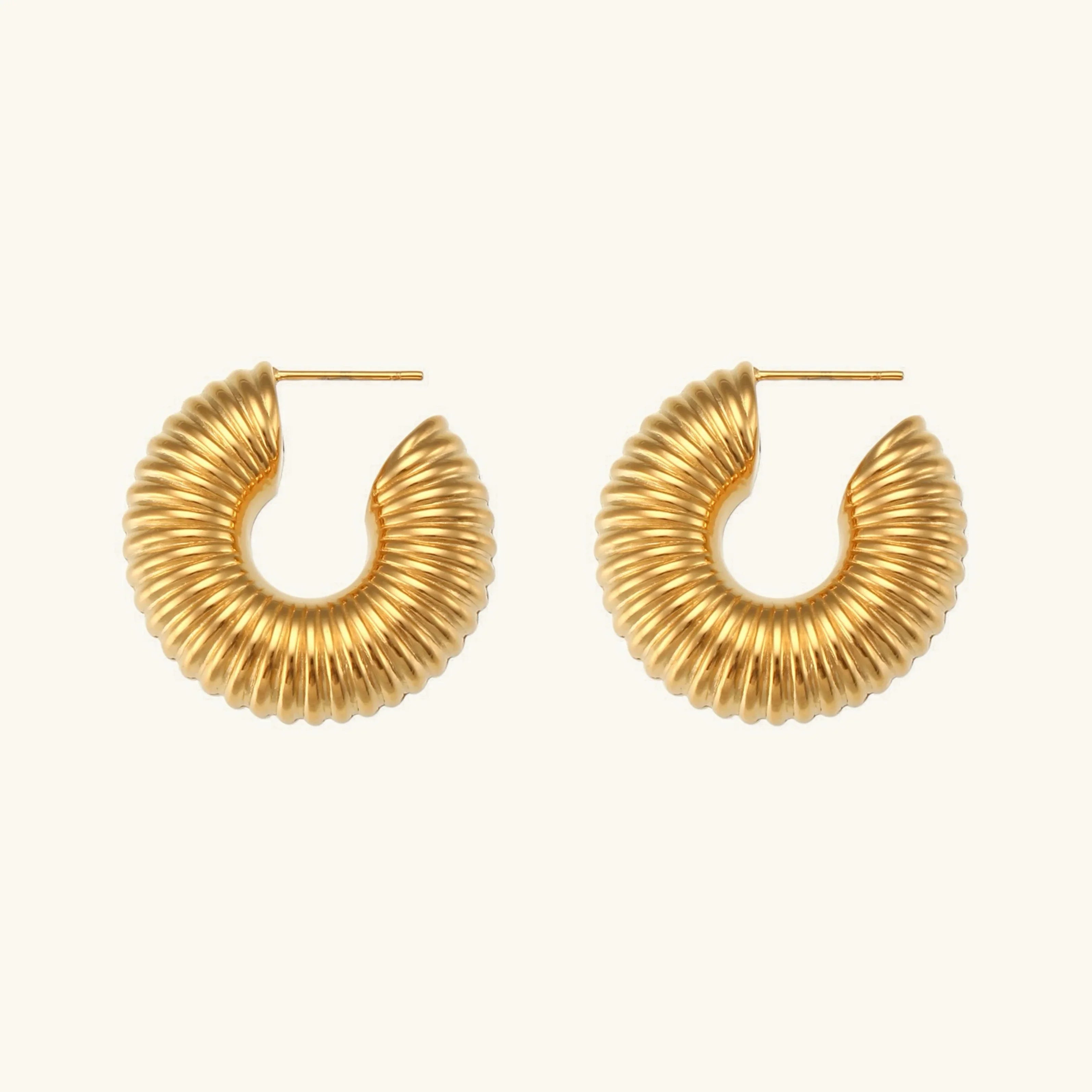 [Topon]Aubrey Textured Gold Hoops