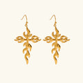 [Topon]Adrielle Branched Cross Gold Earrings