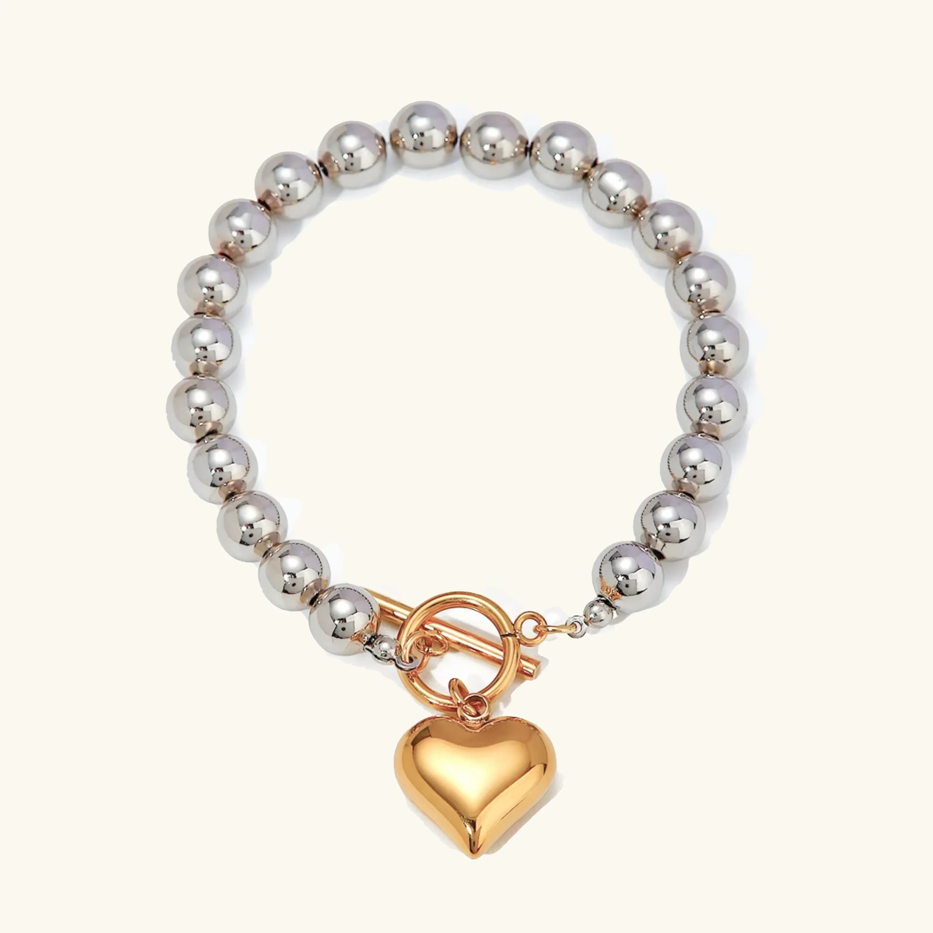 [Topon]Alicia Chunky Bead Heart Bracelet