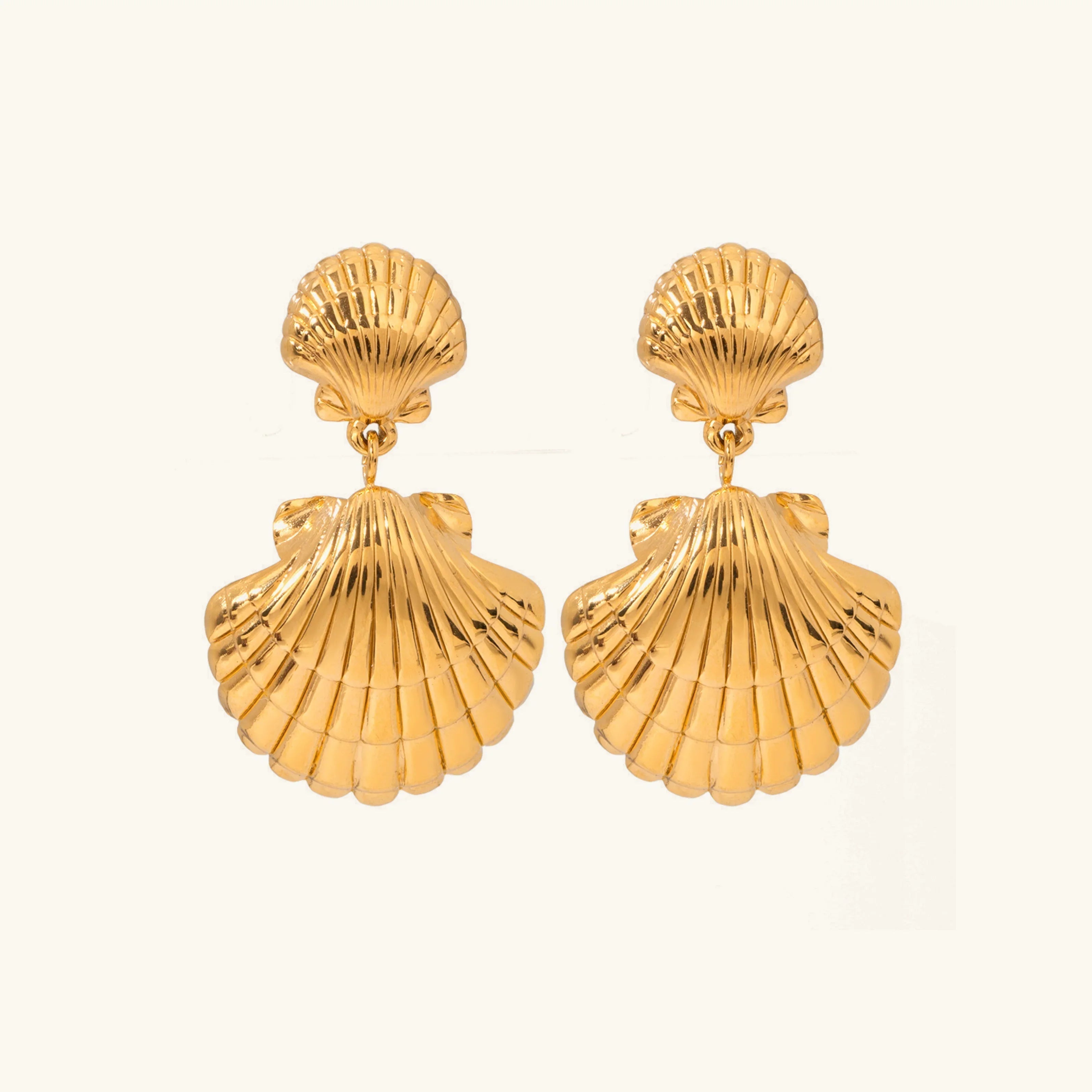 [Topon]Sandy Gold Seashell Earrings