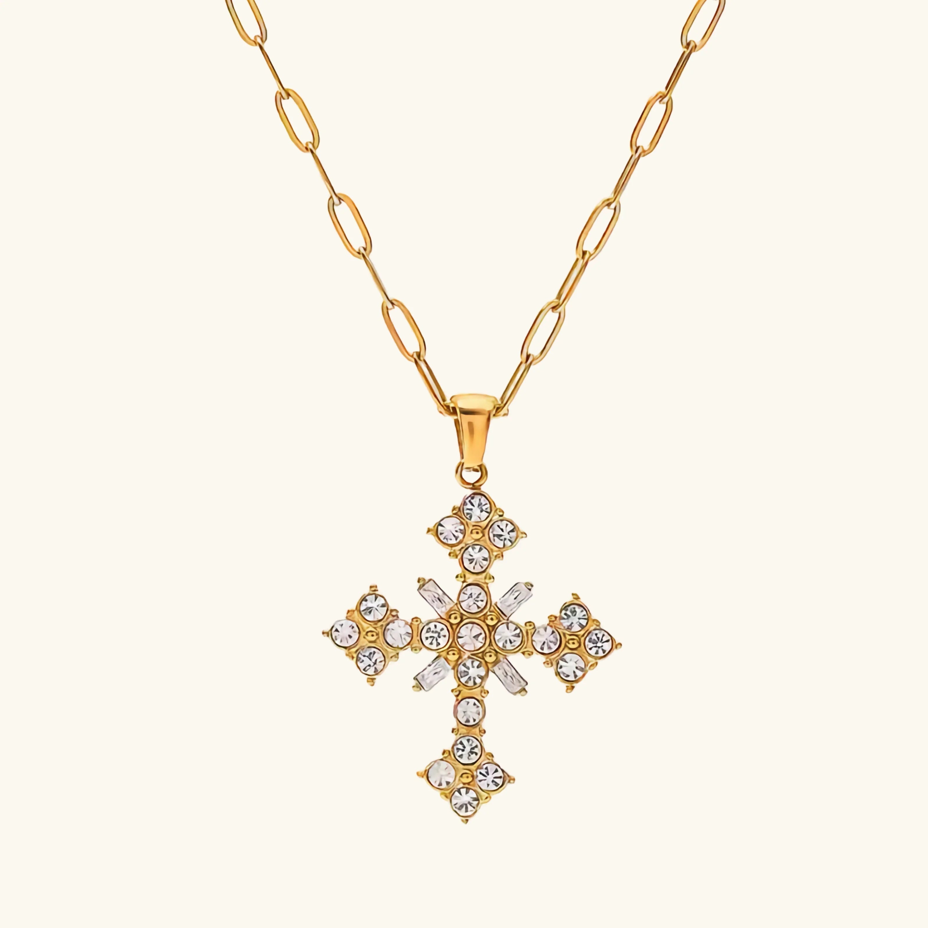 [Topon]Divina Crystal Cross Necklace