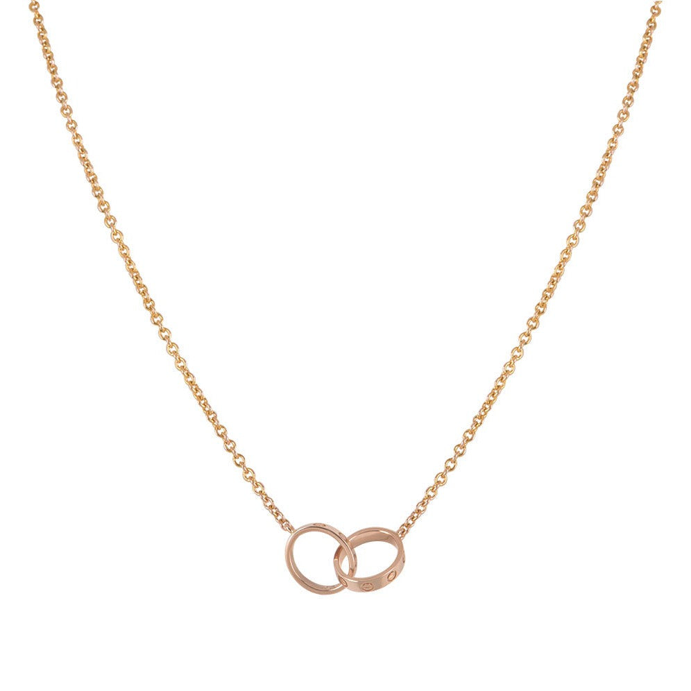 [BIJOUX]LOVE NECKLACE DOUBLE RING PINK GOLD