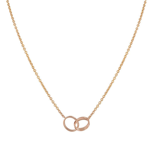 [BIJOUX]LOVE NECKLACE DOUBLE RING PINK GOLD