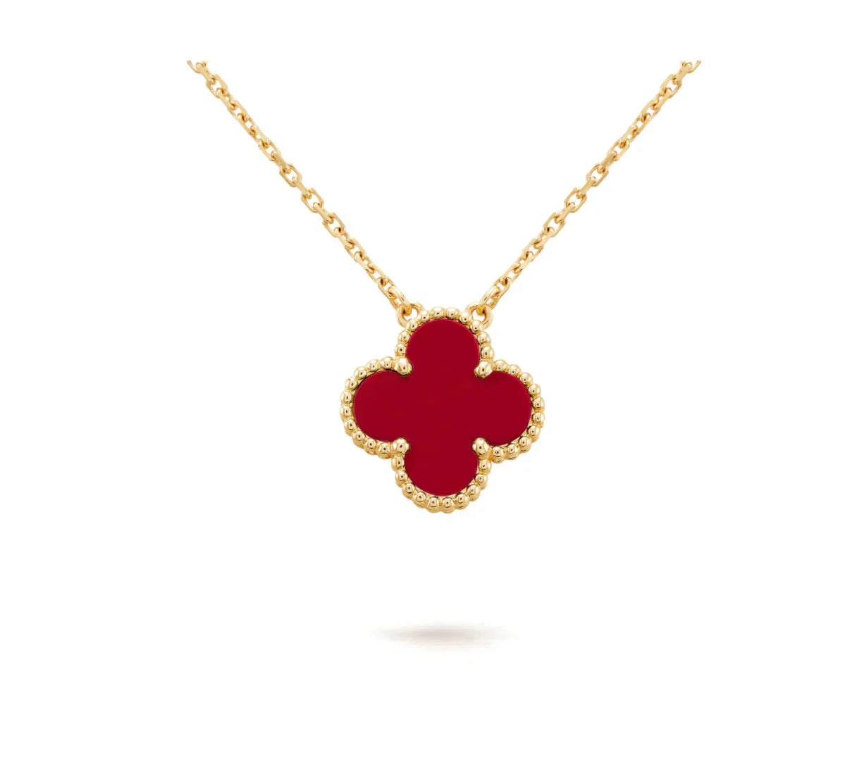 [Topon]CLOVER 15MM CARNELIAN SINGLE FLOWER NECKLACE