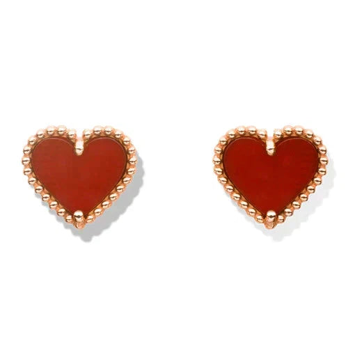 [Topon]HEART CARNELIAN STUD EARRINGS