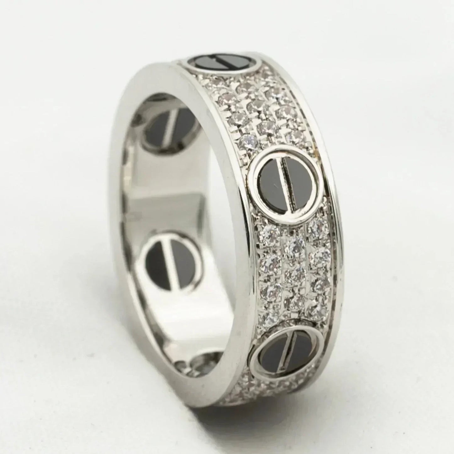 [BIJOUX]LOVE RING 5.5MM DIAMONDS PAVED CERAMIC