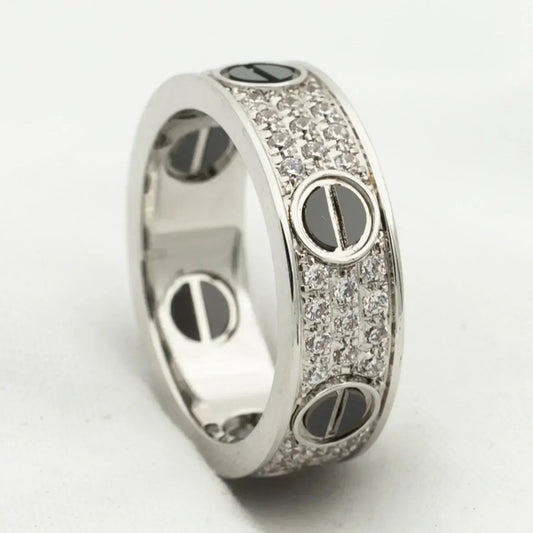 [BIJOUX]LOVE RING 5.5MM DIAMONDS PAVED CERAMIC