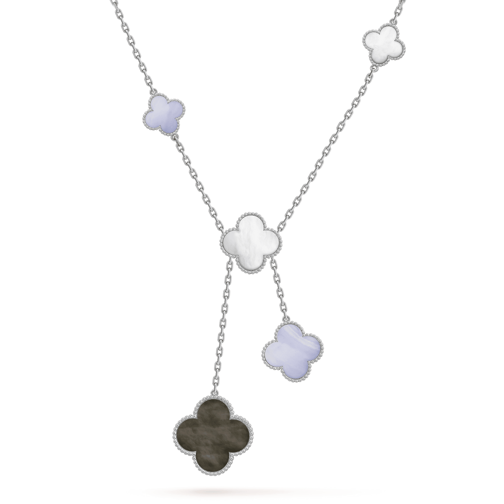 [Topon]CLOVER MOP CHALCEDONY NECKLACE SILVER 6 MOTIF