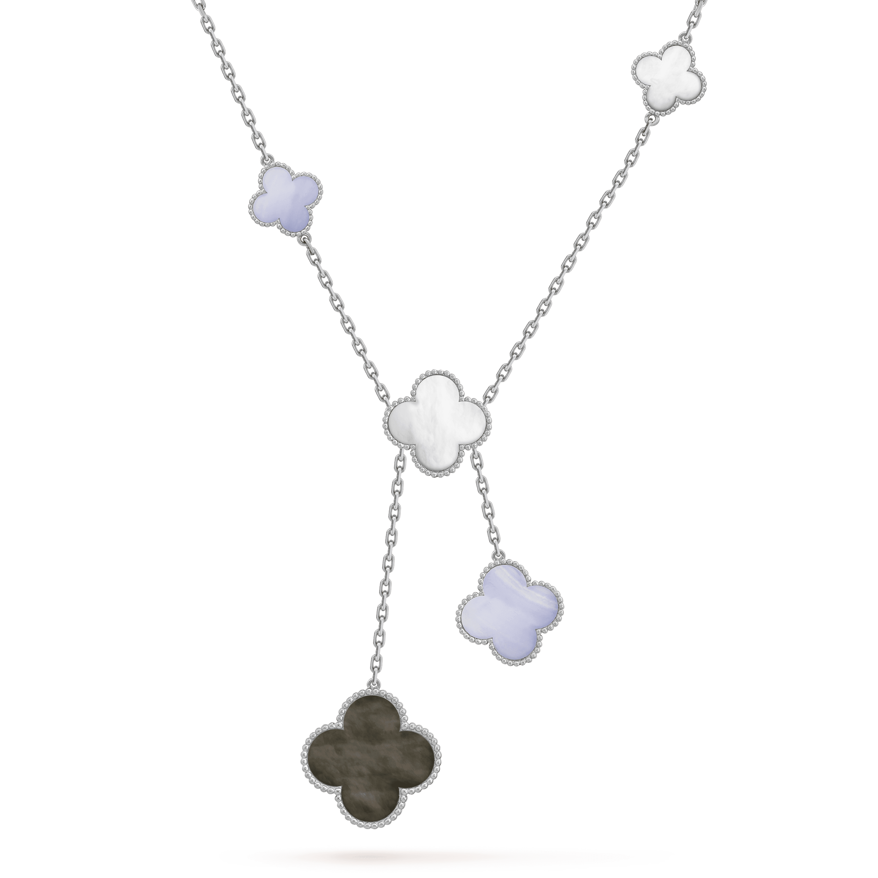 [Topon]CLOVER MOP CHALCEDONY NECKLACE SILVER 6 MOTIF