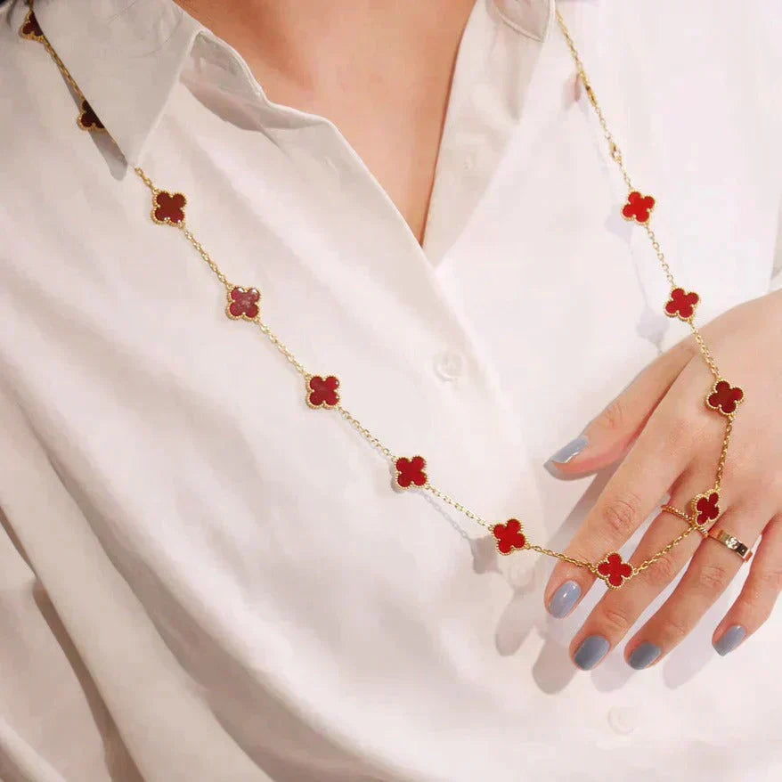 [Topon]CLOVER 20 MOTIFS CARNELIAN NECKLACE
