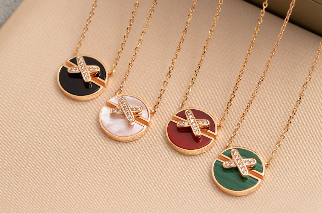 [BIJOUX]JEUX DE PINK GOLD DIAMOND NECKLACE