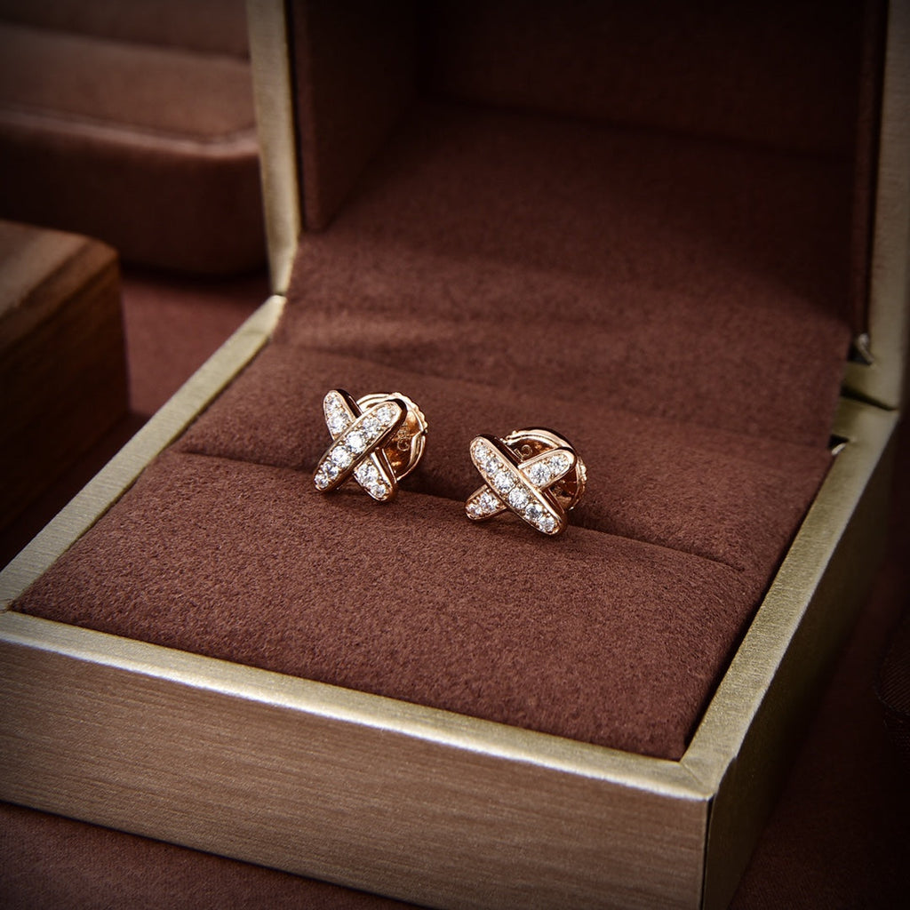 [BIJOUX]JEUX DE GOLD DIAMOND EARRINGS