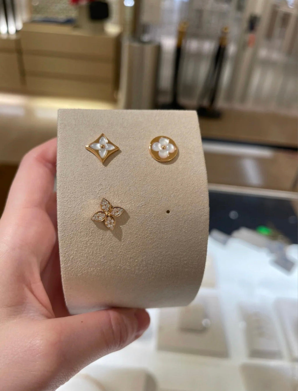 [BIJOUX]BOUCLES D'OREILLES CLOUS STAR BLOSSOM OR ROSE DIAMANTS