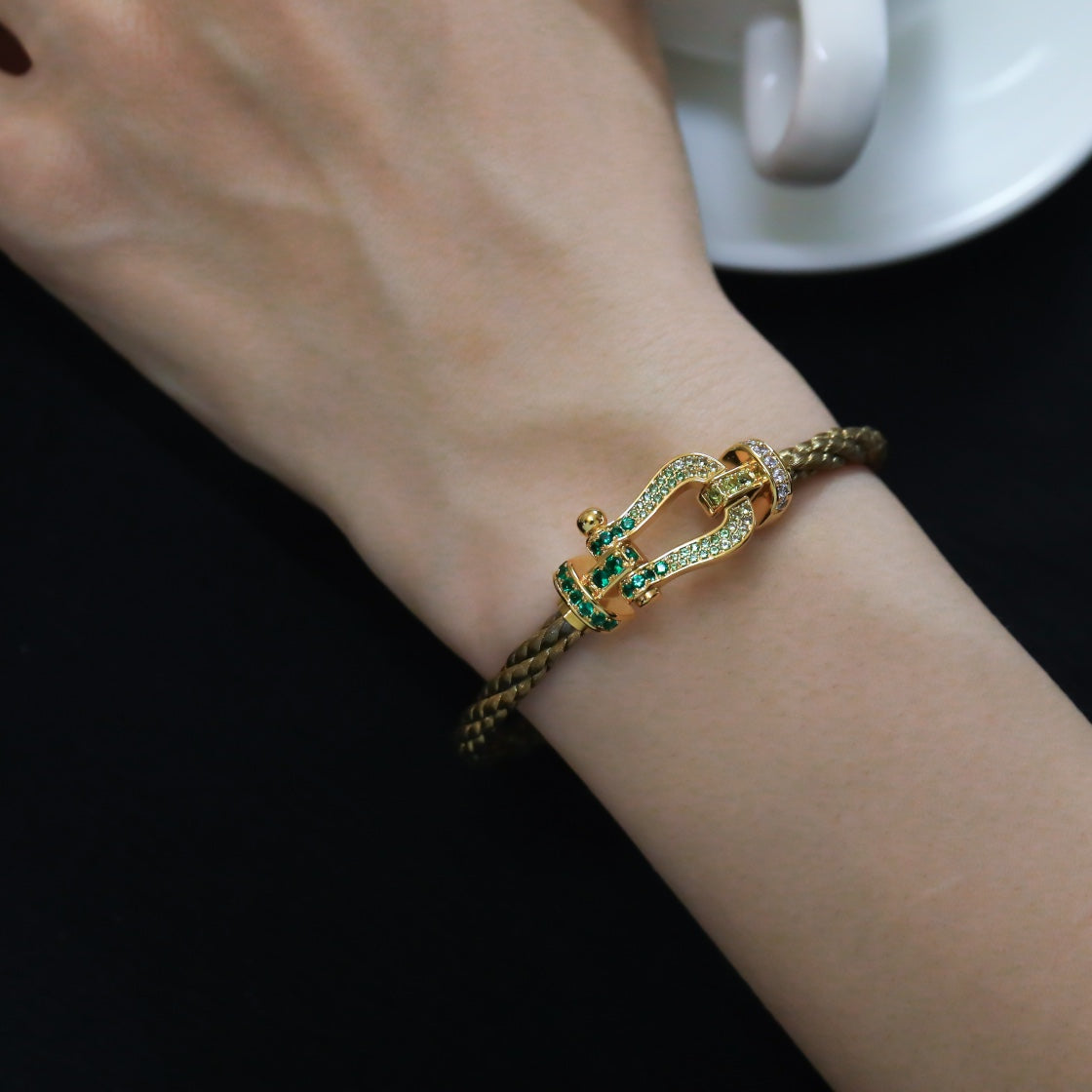 [BIJOUX]FORCE 10 OR VERT PAVÉ DIAMANT