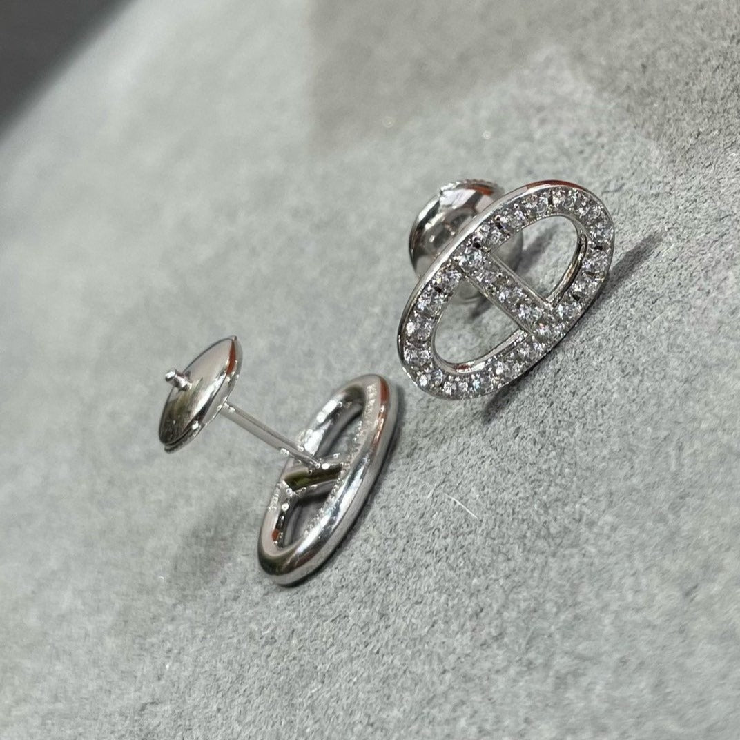 [BIJOUX]HM FULL DIAMOND PIG NOSE STUD EARRINGS