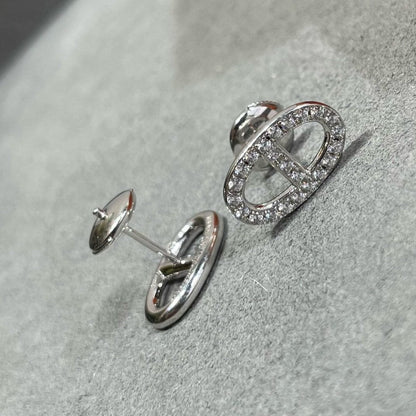 [BIJOUX]HM FULL DIAMOND PIG NOSE STUD EARRINGS