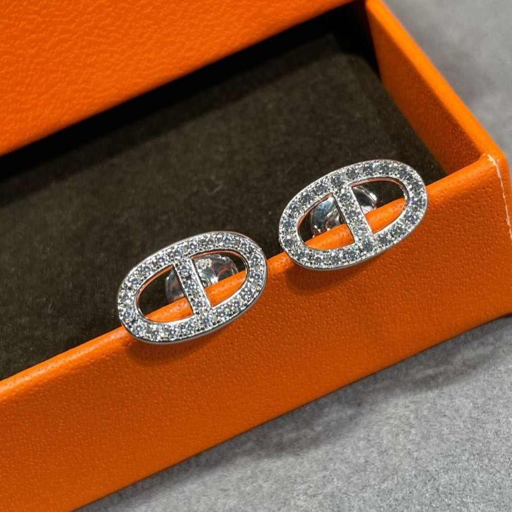 [BIJOUX]HM FULL DIAMOND PIG NOSE STUD EARRINGS