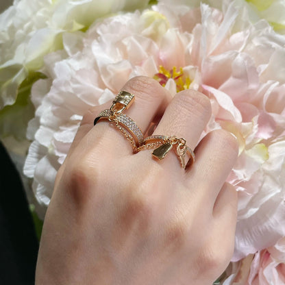 [BIJOUX]HM KELLY CLOCHETTE DOUBLE RING IN ROSE GOLD WITH DIAMONDS