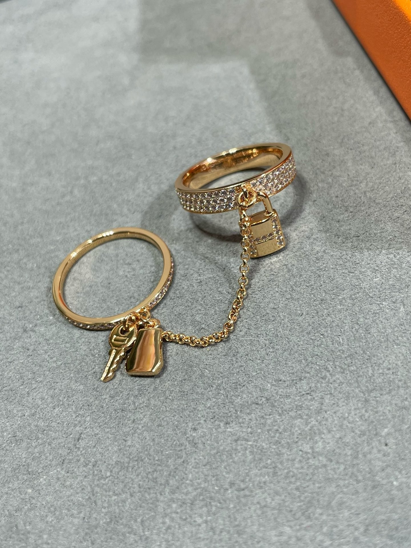 [BIJOUX]HM KELLY CLOCHETTE DOUBLE RING IN ROSE GOLD WITH DIAMONDS