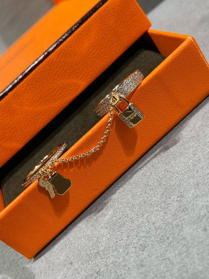 [BIJOUX]HM KELLY CLOCHETTE DOUBLE RING IN ROSE GOLD WITH DIAMONDS