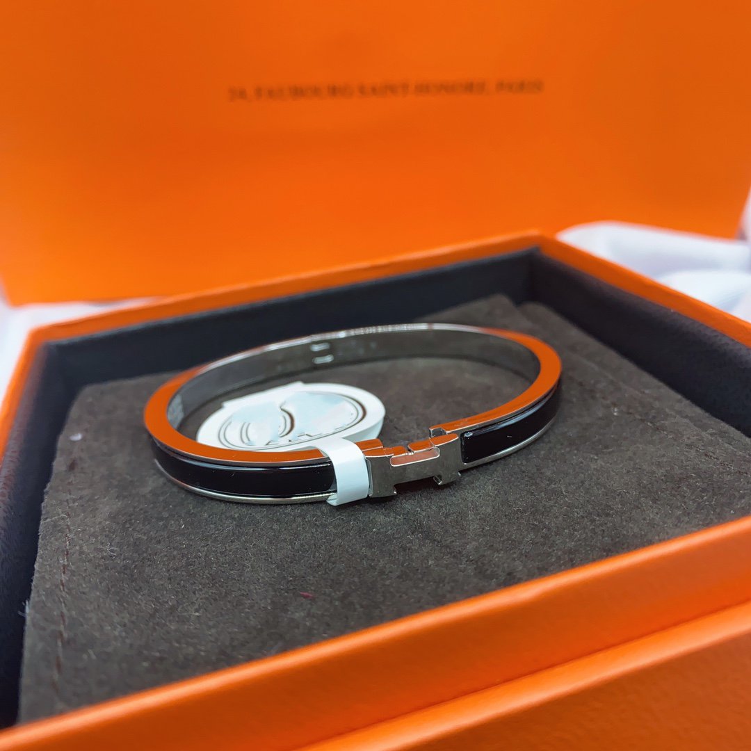 [BIJOUX]BRACELET CLASSIQUE HM CLIC NOIR 8MM ÉMAIL