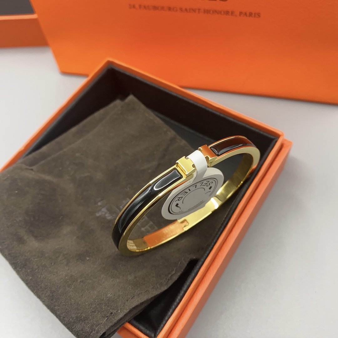 [BIJOUX]BRACELET CLASSIQUE HM CLIC NOIR 8MM ÉMAIL