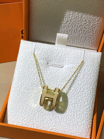 [BIJOUX]HM CLIC YELLOW ENAMEL GOLD NECKLACE