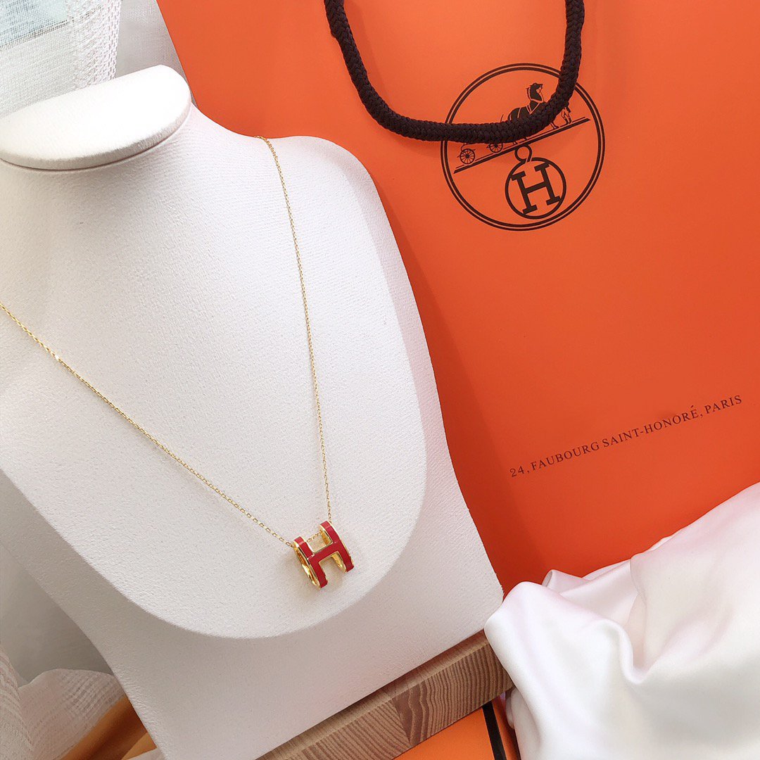 [BIJOUX]HM CLIC RED ENAMEL GOLD NECKLACE