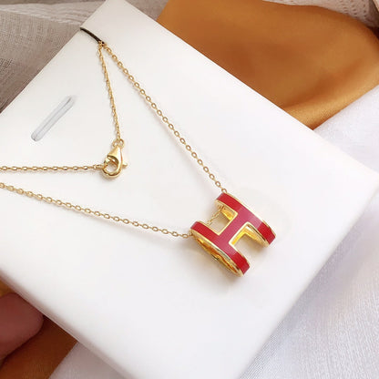 [BIJOUX]HM CLIC RED ENAMEL GOLD NECKLACE