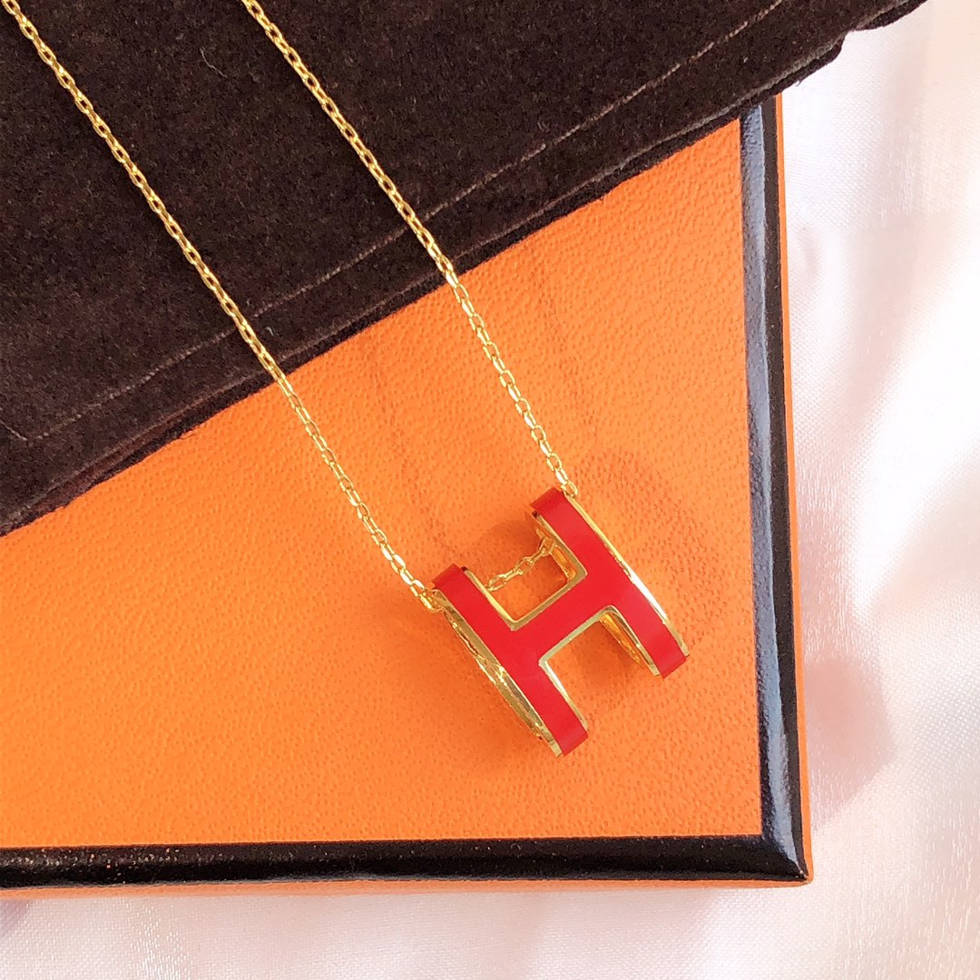 [BIJOUX]HM CLIC RED ENAMEL GOLD NECKLACE
