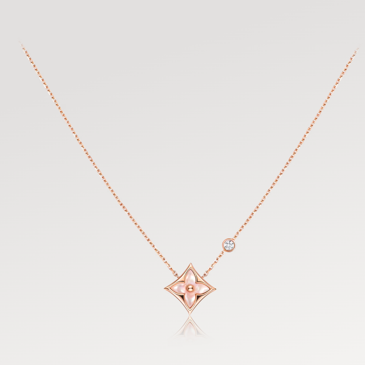 [BIJOUX]STAR PINK MOP 1 DIAMOND PINK GOLD NECKLACE
