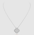 [Topon]CLOVER 25MM LARGE PENDANT DIAMOND PAVED SILVER NECKLACE