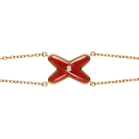 [BIJOUX]JEUX BRACELET CARNELIAN PINK GOLD 1 DIAMOND