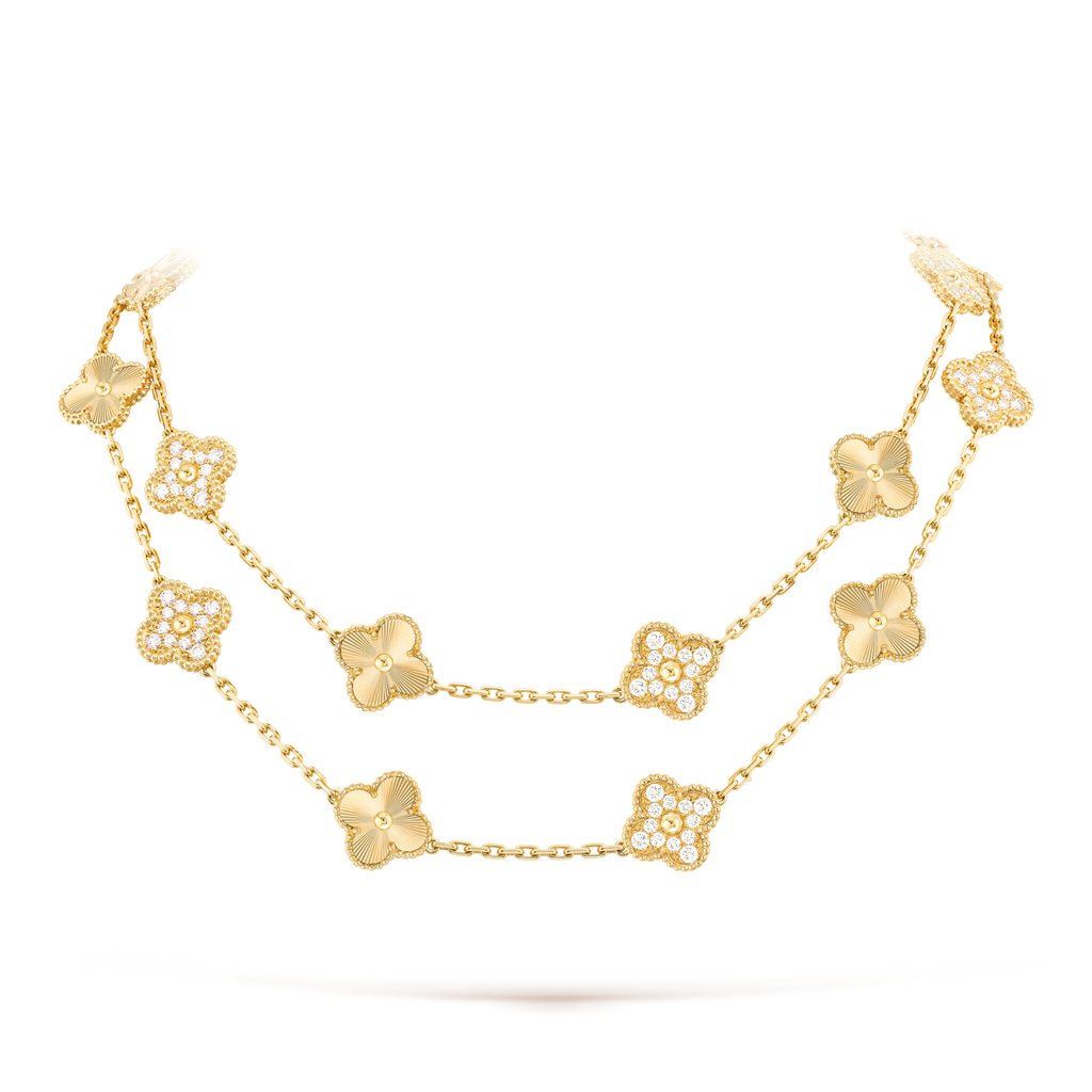 [BIJOUX]CLOVER 20 MOTIFS LASER DIAMOND NECKLACE