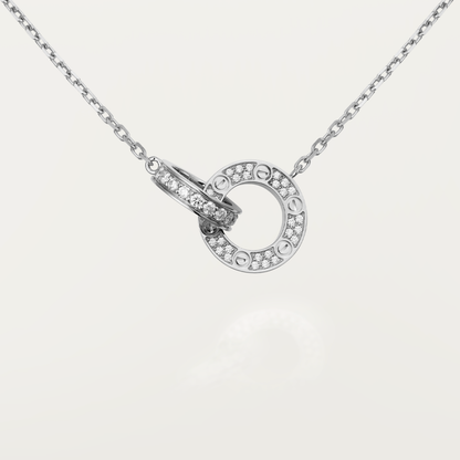 [BIJOUX]LOVE 7.6MM NECKLACE ROSE GOLD AND SILVER  FULL DIAMOND