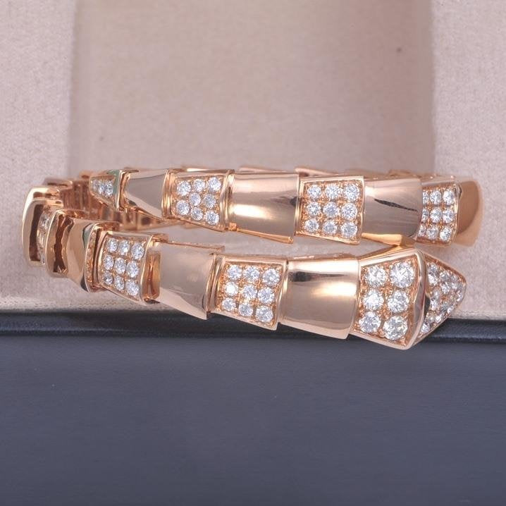[BIJOUX]SERPENTI WIDE BRACELET PINK GOLD DIAMOND