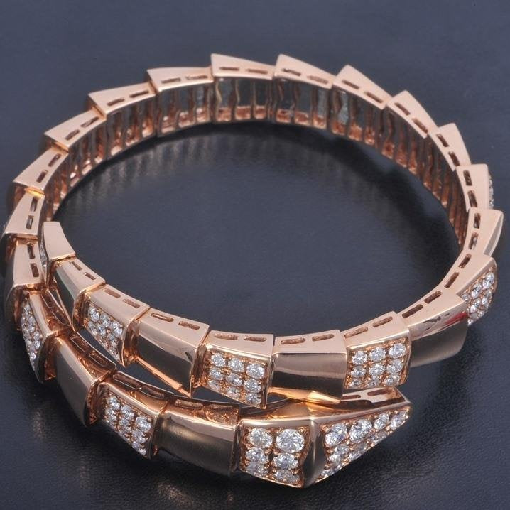 [BIJOUX]SERPENTI WIDE BRACELET PINK GOLD DIAMOND