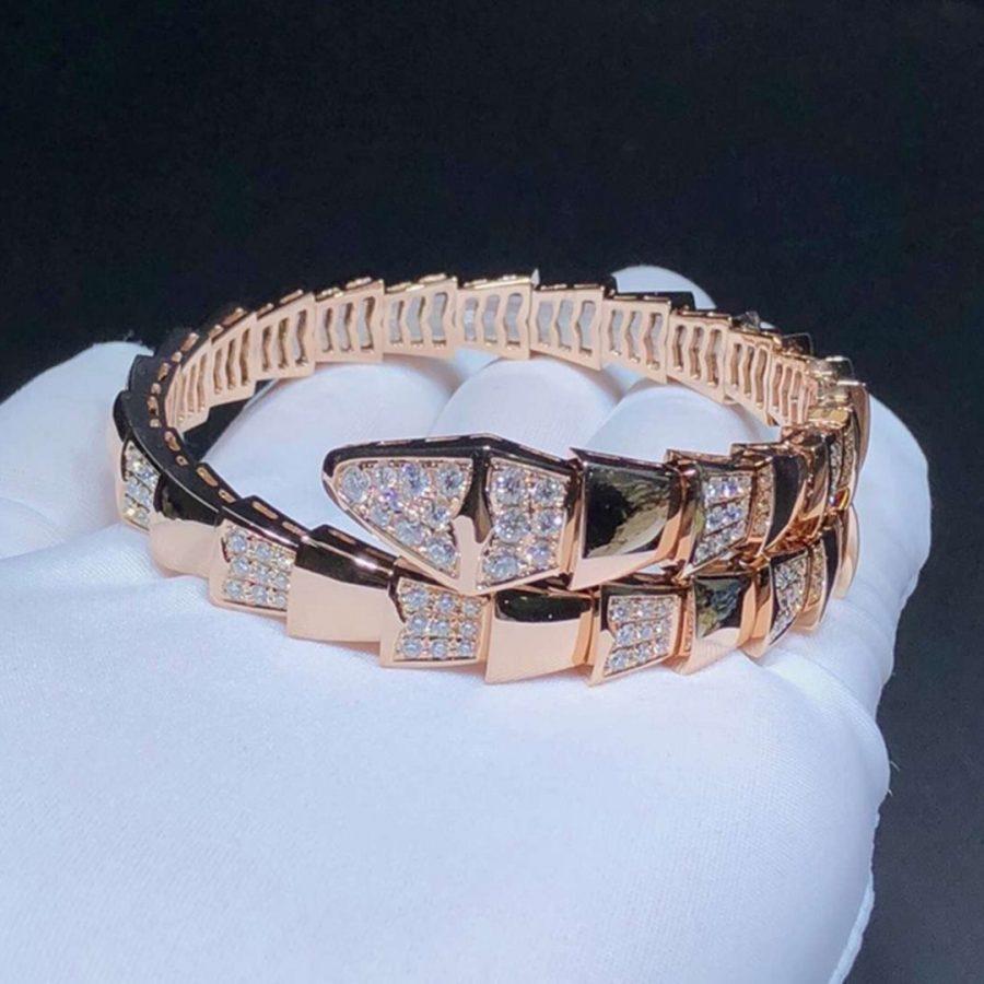 [BIJOUX]SERPENTI WIDE BRACELET PINK GOLD DIAMOND