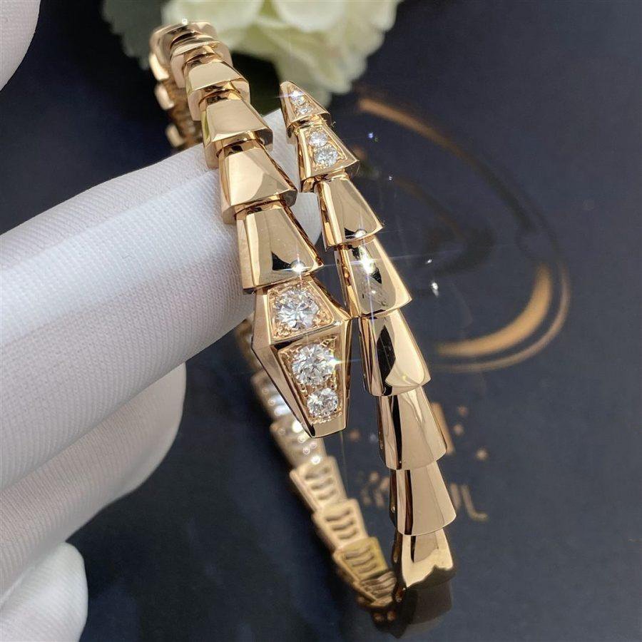 [BIJOUX]SERPENTI BRACELET DIAMONDS PINK GOLD