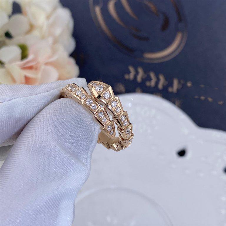 [BIJOUX]SERPENTI RING PINK GOLD DIAMOND PAVED 4MM