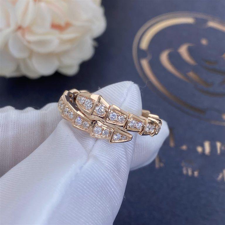 [BIJOUX]SERPENTI RING PINK GOLD DIAMOND PAVED 4MM