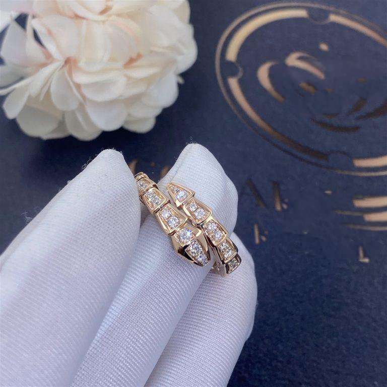 [BIJOUX]SERPENTI RING PINK GOLD DIAMOND PAVED 4MM