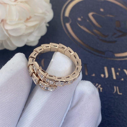 [BIJOUX]SERPENTI RING PINK GOLD DIAMOND PAVED 4MM