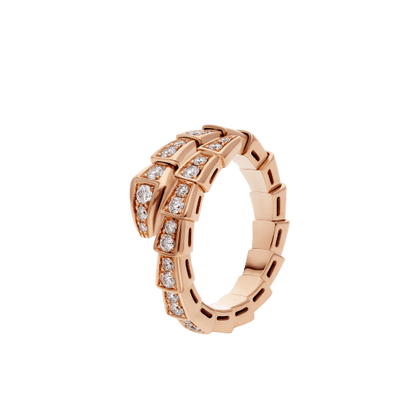 [BIJOUX]SERPENTI RING PINK GOLD DIAMOND PAVED 4MM