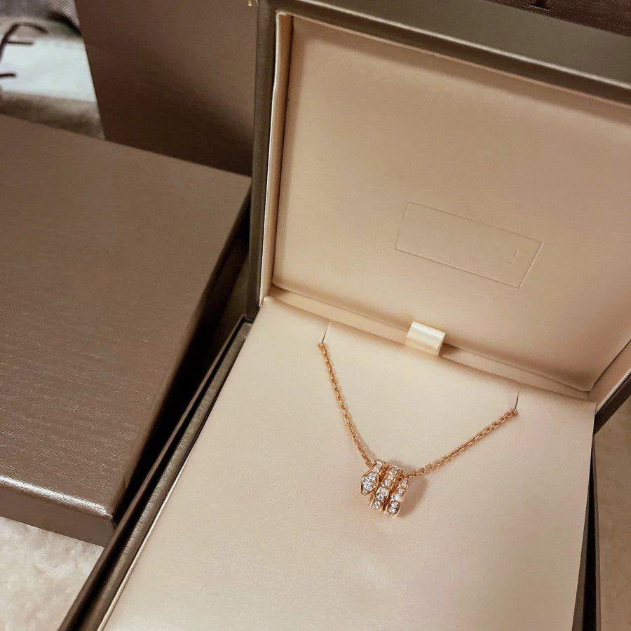 [BIJOUX]SERPENTI PINK GOLD NECKLACE DOUBLE RING DIAMOND