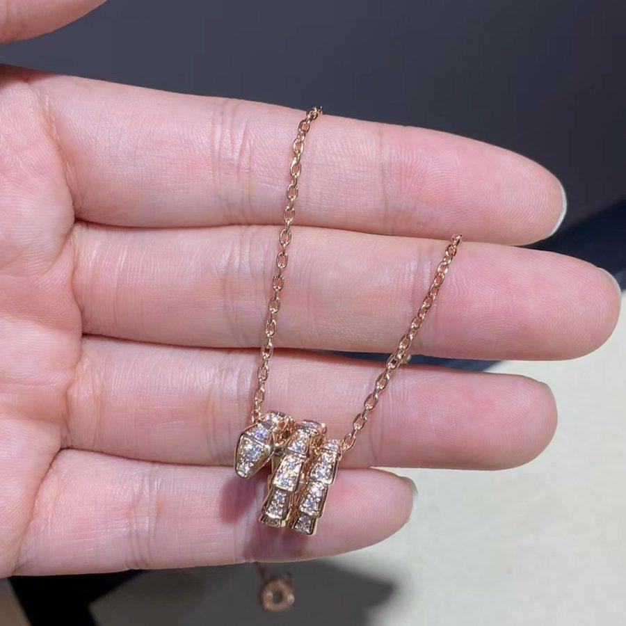 [BIJOUX]SERPENTI PINK GOLD NECKLACE DOUBLE RING DIAMOND