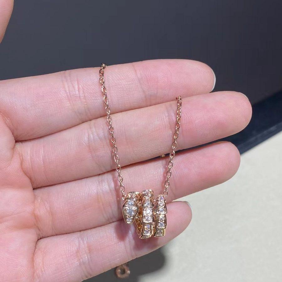 [BIJOUX]SERPENTI PINK GOLD NECKLACE DOUBLE RING DIAMOND