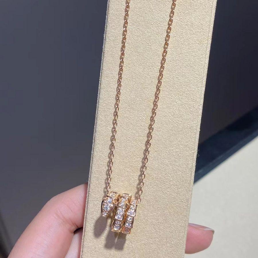 [BIJOUX]SERPENTI PINK GOLD NECKLACE DOUBLE RING DIAMOND
