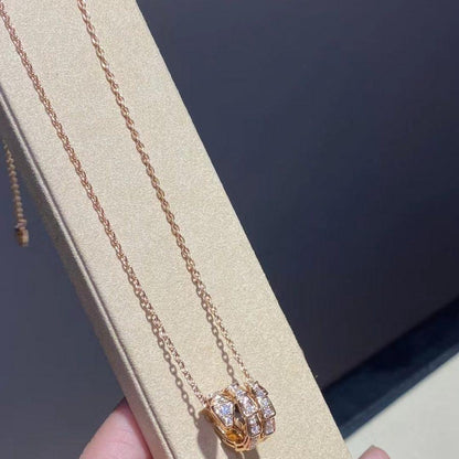 [BIJOUX]SERPENTI PINK GOLD NECKLACE DOUBLE RING DIAMOND